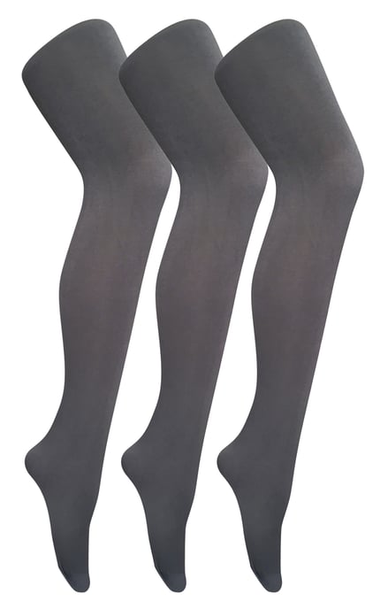 3 Paar Multipack Damen farbige undurchsichtige 80 Denier Strumpfhosen | Socken Snob | Einfarbige Block Farbe Strumpfhosen - Charcoal - Image 1
