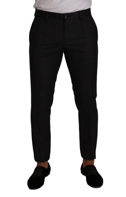 Dolce & Gabbana Herren Graue Karomuster Woll-Hosenanzughose - Image 1