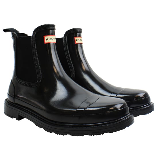 Hunter Commando Chelsea Gloss Damen Schwarze Stiefel - Image 4