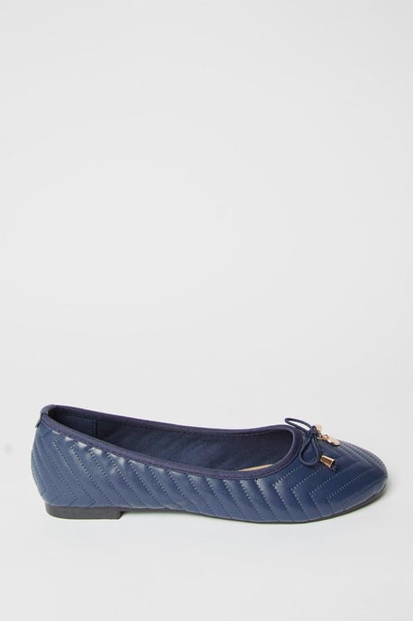 Phoenix Quilted Detail Comfort Bow Ballet Pumps