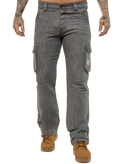 Enzo | Herren Cargo Combat Jeans - Grau - Image 2