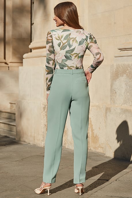 Sage Green Tapered Leg Trousers