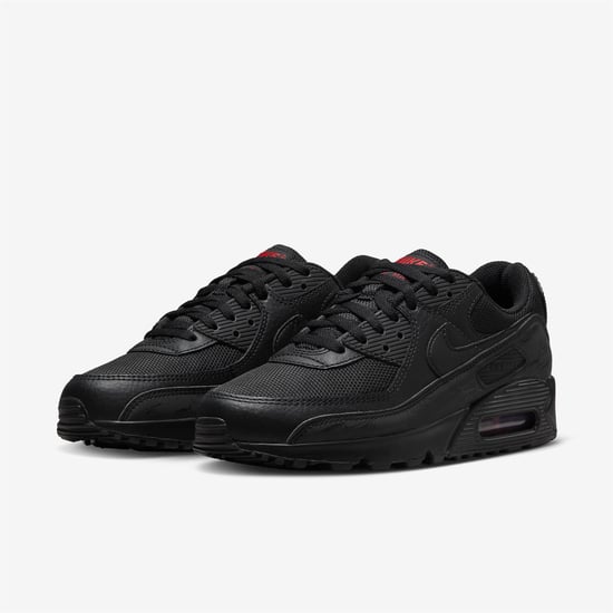Nike Air Max 90 Herren Turnschuhe in Schwarz/Schwarz/Hellkarminrot - Image 3