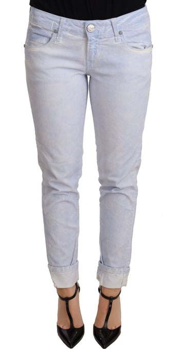 Acht Hellblaue Baumwolle Gefalteter Saum Skinny Jeans - Image 1