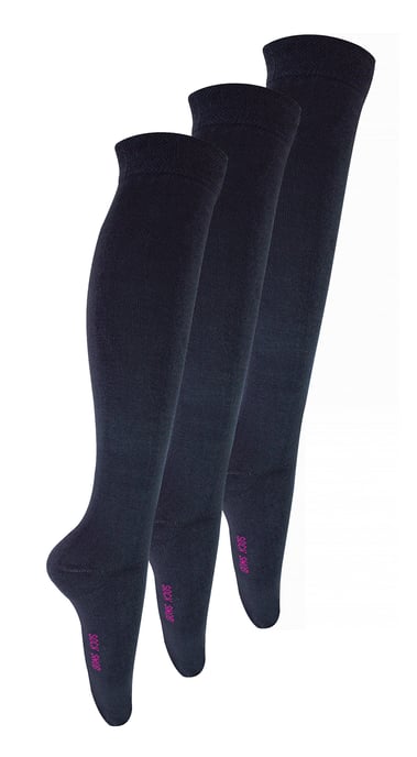 3 Paar Multipack Girls Knee High Bamboo Socks | Sock Snob | Plain Long School Socken für Kinder - Dunkelgrau - Image 1
