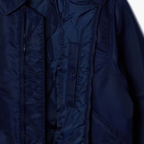 Women's Lacoste Oversized Embroidered Logo Bomber Jacket in Blue
