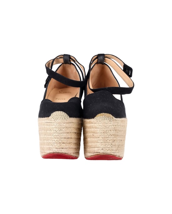 Christian Louboutin Dehia Espadrille Plattform Wedge aus schwarzem Canvas - Image 2