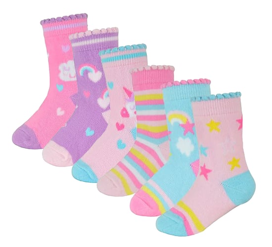 Baby Mädchen Einhorn Design Socken | 6 Paar Multipack | Socken Snob | Weiche Baumwolle Neuheit Socken - Einhorn - Image 1