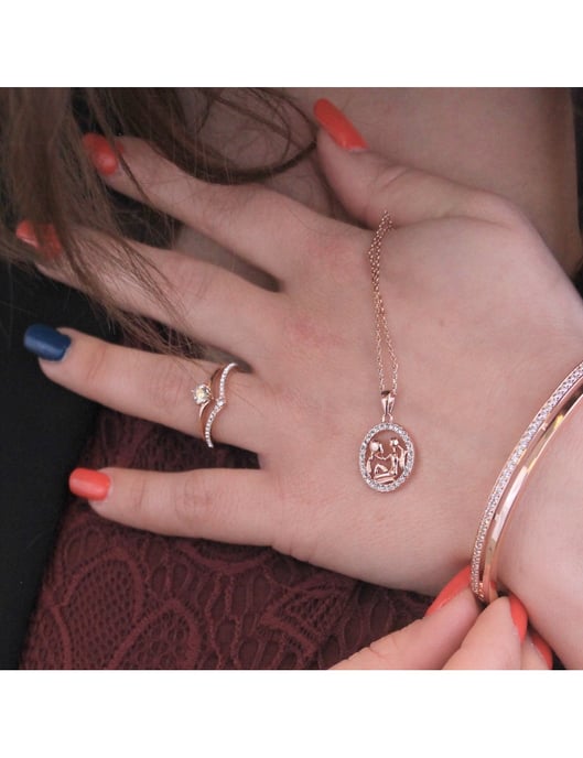 Wassermann Tierkreiszeichen Anhänger - Rose Gold und Kristall - Image 2