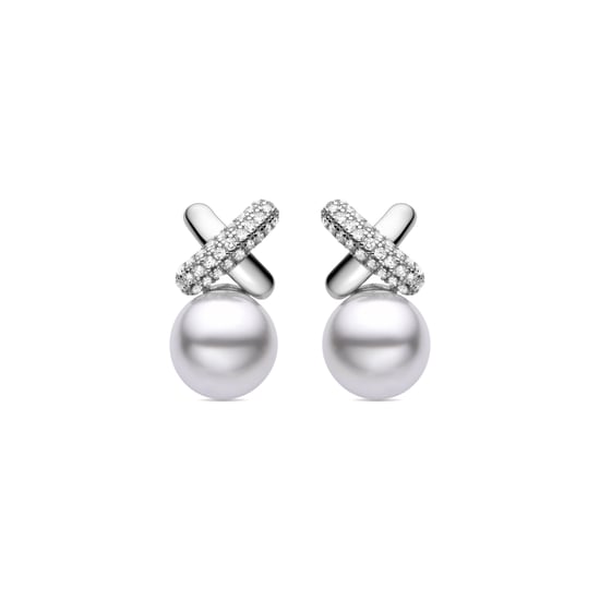 Luxenter Geyah 925 Sterling Silber und weiße rhodinierte Perlen Ohrringe - Image 1