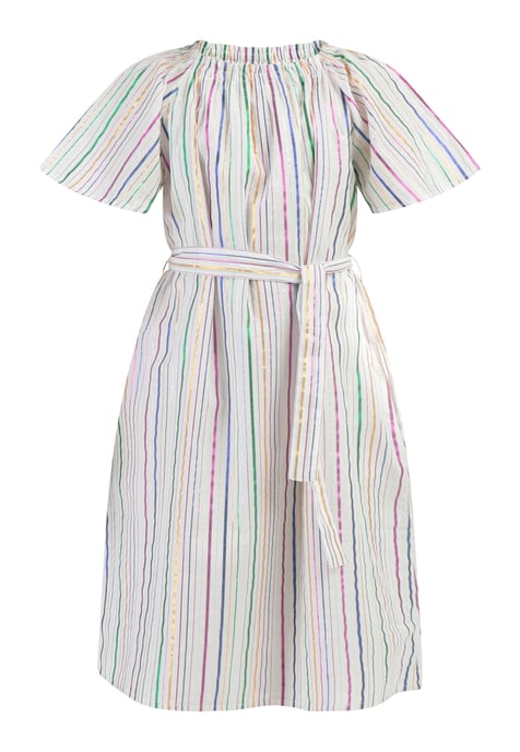 Mymo Kleid Mädchen Weiss Mehrfarbige Streifen - Image 1