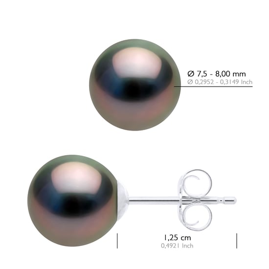 Ohrringe Weißgold 375 - echte Tahiti-Zuchtperlen halbrund 7,5-8 mm - Image 2