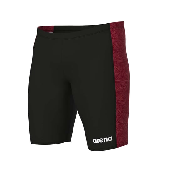 Men's Arena Abstract Tiles Jammer Swim Shorts in Black Red - Image 1