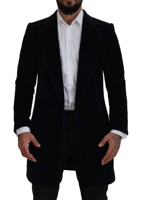 Dolce & Gabbana schwarzer Baumwoll-Cardigan langer Mantel Herrenjacke - Image 1