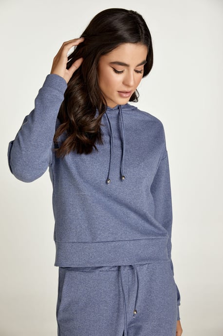 Indigo Mélange Sweatshirt mit Kapuze - Image 1