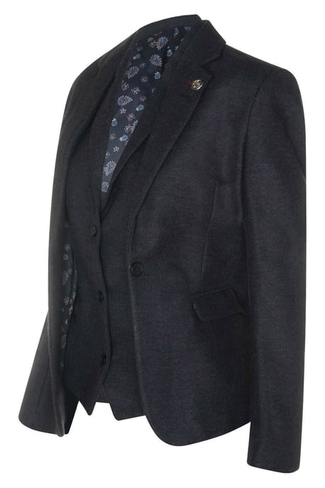 Damen-Blazer aus Tweed mit Fischgrätmuster und schwarzer Wolle im Stil der 1920er Jahre - Image 2