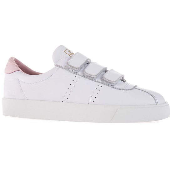 Superga Womens/Ladies 2870 Sport Club S Leather 3 Touch Fastening Strap Trainers (Weiß/Hellrosa) - Image 1