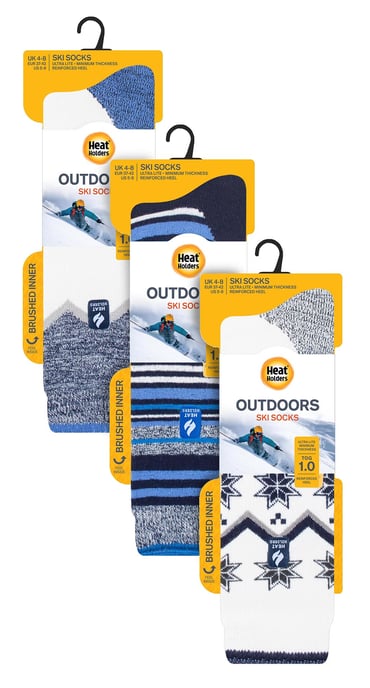 3 Paar Assorted Multipack Ultra Lite Womens Ski Socks | Heat Holders | Womens Funky Retro Knee High Socks - Mix 1 - Image 2