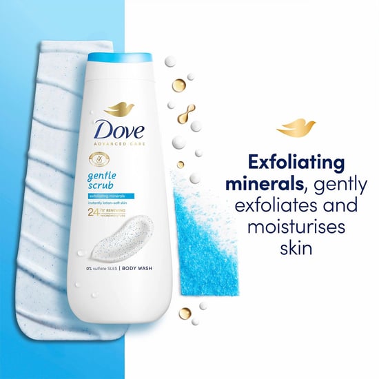 Dove Advanced Care Body Wash Gentle Scrub 24H Renewing Micromoisture 225ml, 4pk