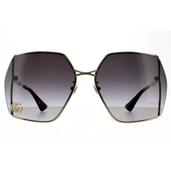 Gucci Square Womens Gold Grey Gradient Sunglasses