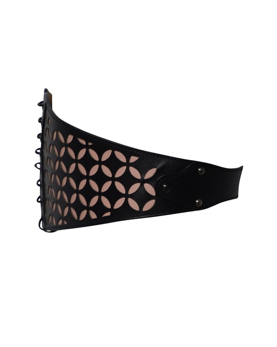 Alaia Lasergeschnittenes Bustier-Taillengürtel aus schwarzem Leder - Image 2
