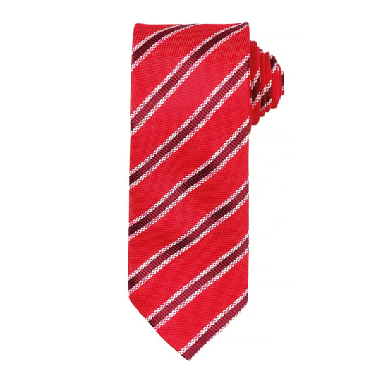 Premier Mens Waffle Stripe Formal Business Tie (Rot/Burgund) - Image 1