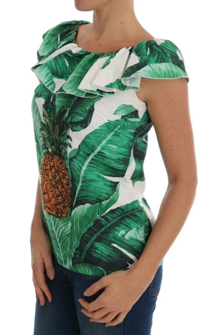 Dolce & Gabbana Damen Bluse mit Ananas-Banane und Pailletten - Image 2