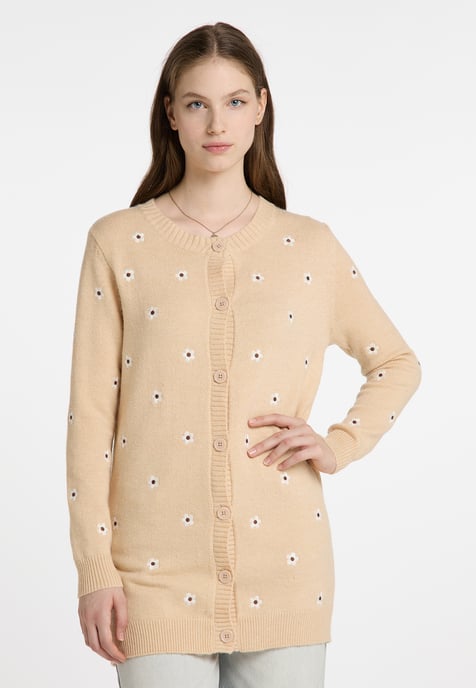 Dreimaster Strickjacke mit Stickerei Damen Beige - Image 4