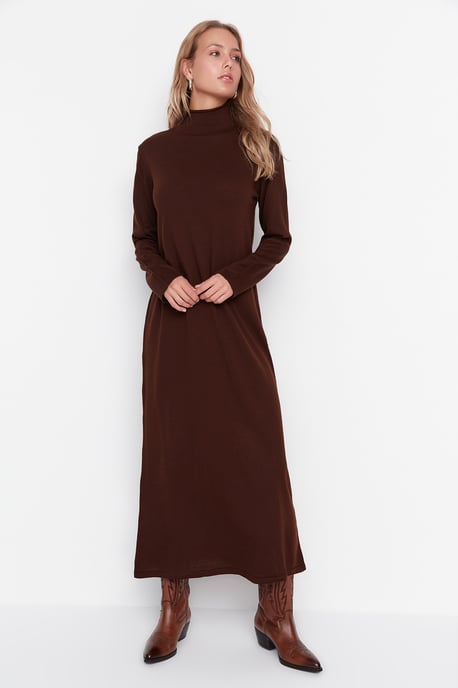 Trendyol Femmes Col roulé Changement Maxi Robe modeste - Image 1