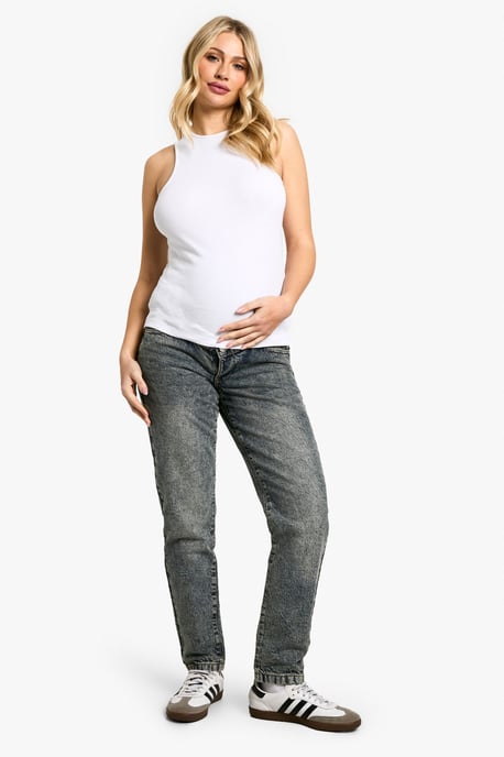 Maternity Basic High Waisted Mom Jeans - Image 1