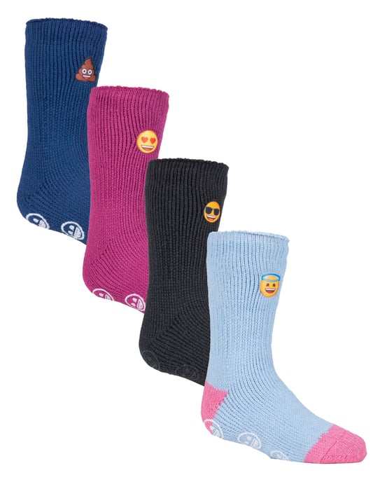 Heat Holders - 4 Paires Chaussettes Enfants Emoji Hiver | Polaire Chaussettes - Mix Emoji - Image 1