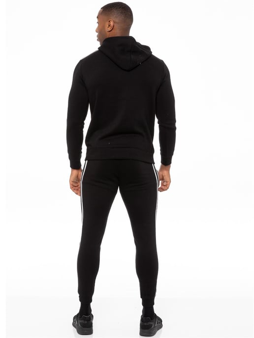Enzo | Herren Zip Up Tape Hoodie Trainingsanzug Set - Schwarz - Image 2