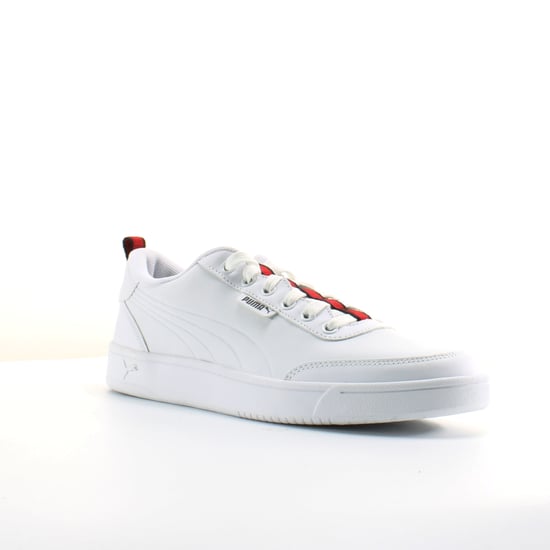 Puma Court Breaker Flag White Leather Mens Lace Up Trainers 366817 01