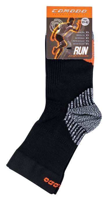 COMODO - Unisex Chaussettes de Contention pour Running Compression pour Sport - Noir - Image 2