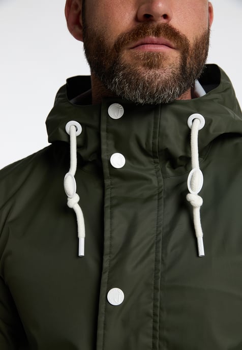 Dreimaster Regenjacke mit einem dezenten Print auf der Oberstoffrückseite Herren Dunkeloliv - Image 4