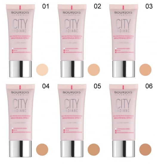 3 x Bourjois Paris City Radiance Foundation 30ml - 01 Rose Ivory