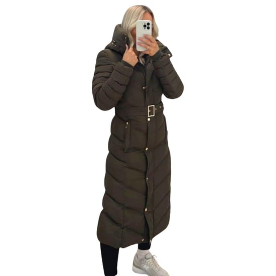 Jess Women’s Long Puffer Coat with Belt & Hood