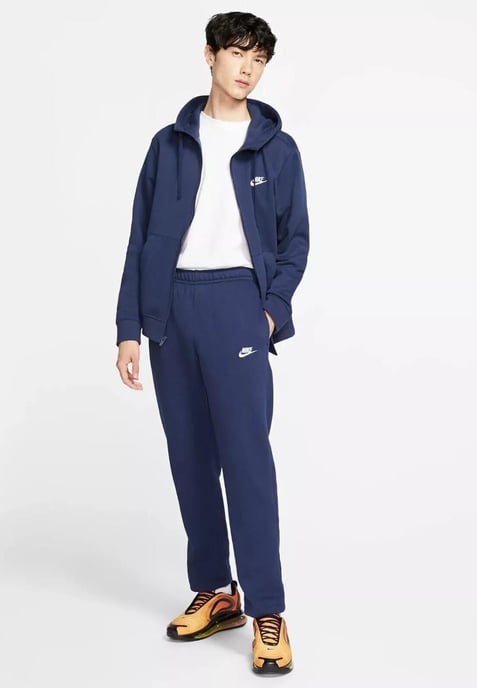 Nike Sportswear Club Fleece-Jogger mit offenem Saum in Marineblau - Image 6