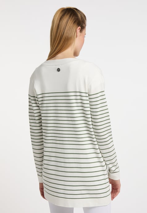 Dreimaster Cardigan Damen Wollweiss Oliv - Image 4