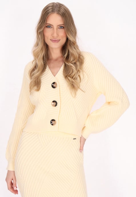 Dreimaster Cardigan Damen Wollweiss - Image 3