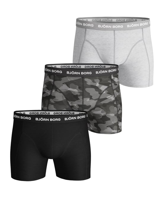 Björn Borg - 3 Paar Herren Cotton Rich Comfort Stretch Fit Boxershorts - Grau Mix - Image 1