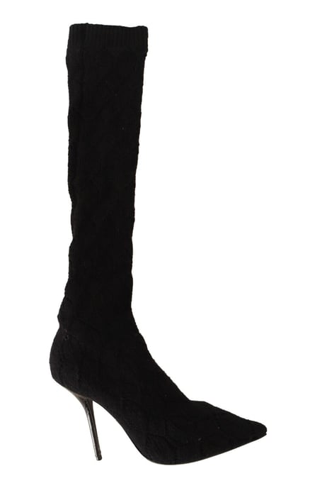 Dolce & Gabbana Damen Schwarze Stretch-Socken Kniestrümpfe Booties Schuhe - Image 1