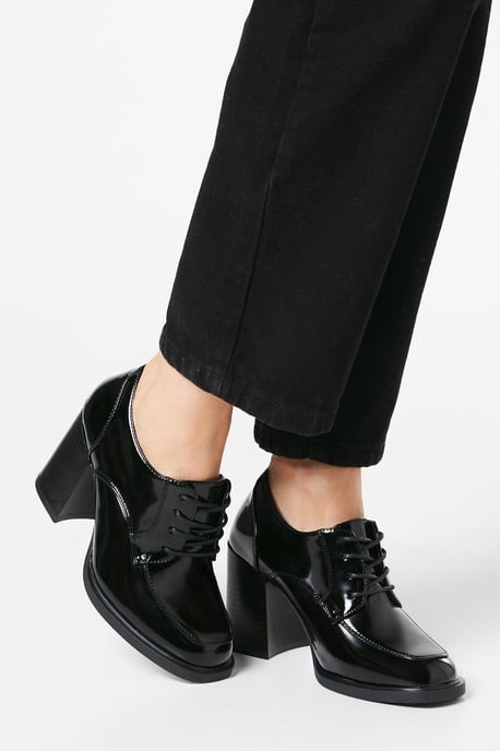 Dante Lace Up High Block Heel Loafers