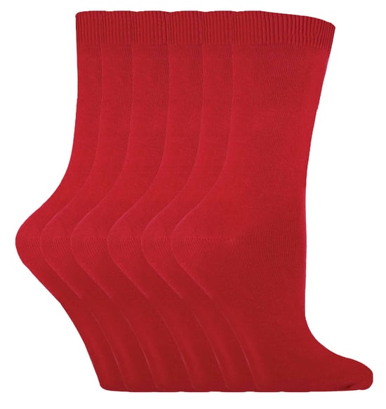 Sock Snob - 6 Pairs Ladies Plain Coloured Cotton Socks