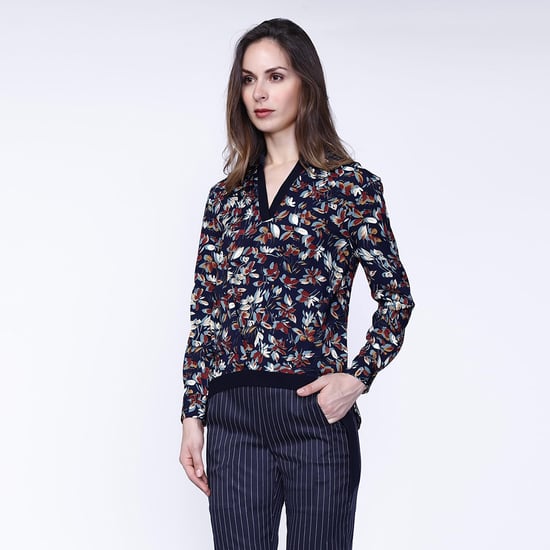 Satin-Kolibri-Bluse und Blätterdruck - Image 1