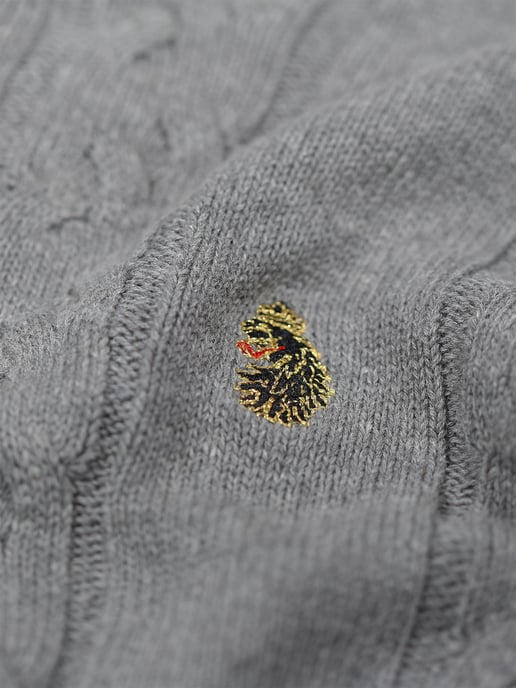 Luke 1977 Men's Morden Textured Crew Neck Knitted Jumper in Grey