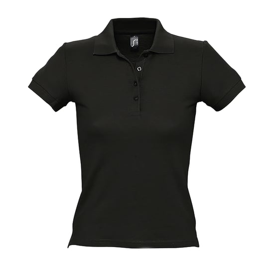 SOLS Womens/Ladies People Pique Kurzarm-Poloshirt aus Baumwolle (Schwarz) - Image 1