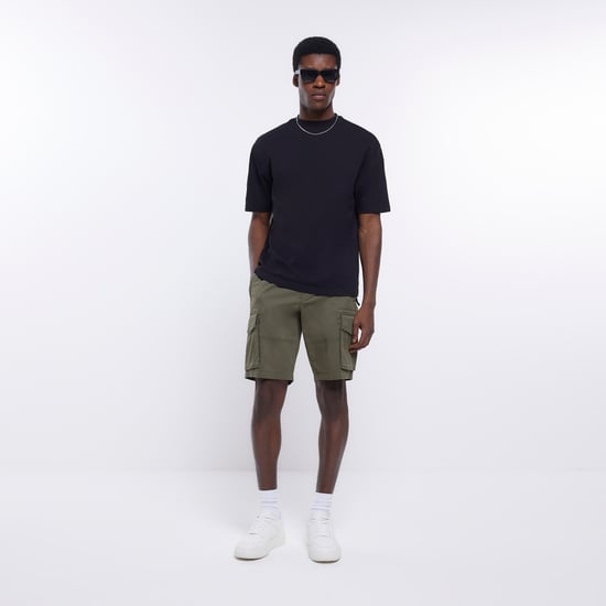 River Island Mens Utility Cargo Shorts Khaki Regular Fit