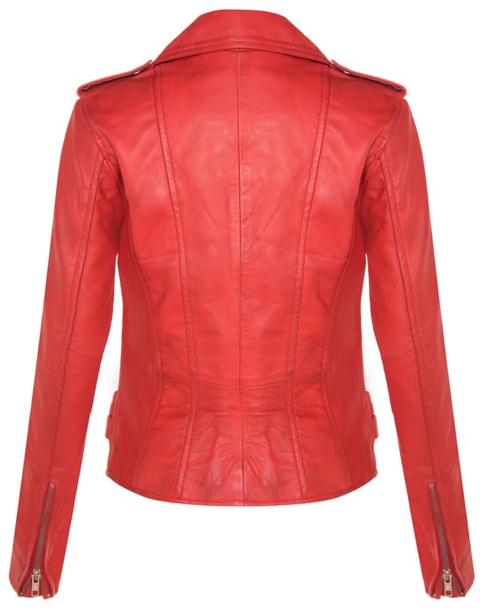 Ladies leather Brando biker jacket-Loddon
