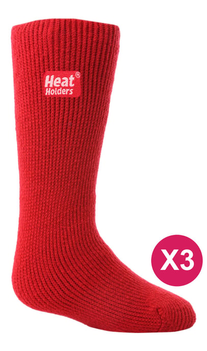 Kinder Thermosocken für den Winter | 3 Paar Mutlipack | Wärmehalter | Kniestrümpfe | Gummistiefel | Wandern - Rot - Image 1
